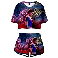 Camiseta y Pantalón Corto Stranger Things- Conjunto Mujer Top y Pantalones Cortos Stranger Things- Camiseta de Manga…